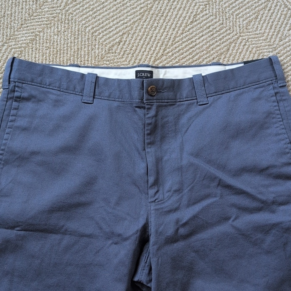 New J. Crew Navy Flat Front 9" Inseam Chino Cotton Shorts Slate Blue Sz 36 - Picture 4 of 6